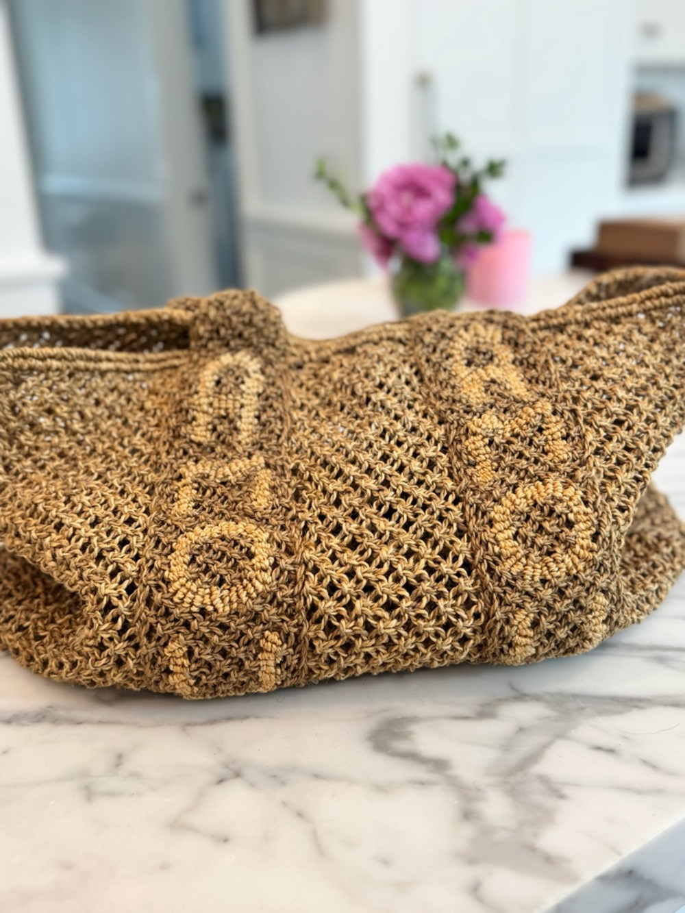☀️ The Jacksons London  - Woven natural Jute Amour Tote …Rare! 🩷 - Picture 5 of 5